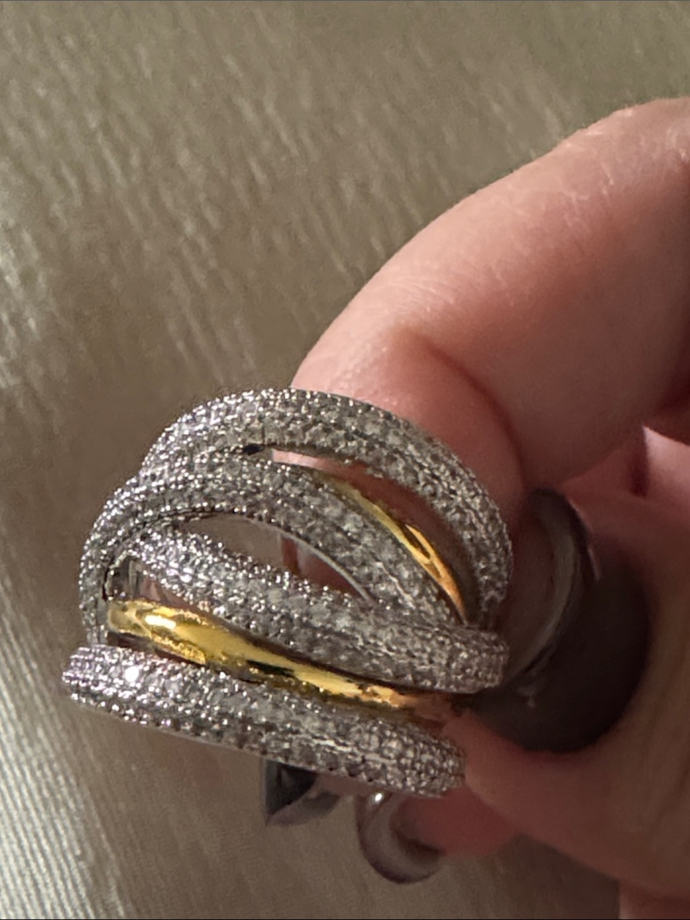 Two-Tone Pave Dome Statement Ring in Gold and Silver ⭐️BRAND NEW⭐️